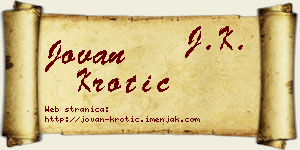 Jovan Krotić vizit kartica